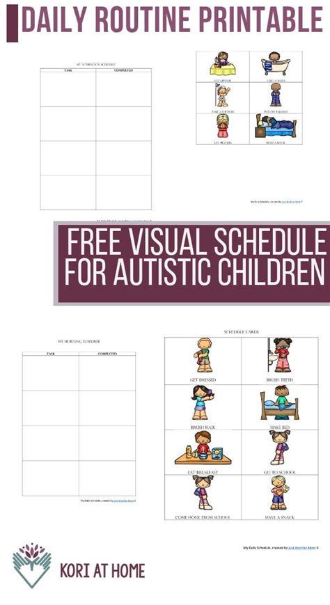 Free Printable Schedule Pictures For Children With Autism