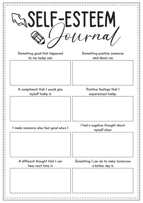 Free Printable Self-esteem Worksheets For Youth