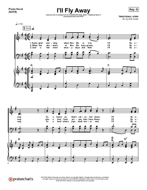 Free Printable Sheet Music For I'll Fly Away