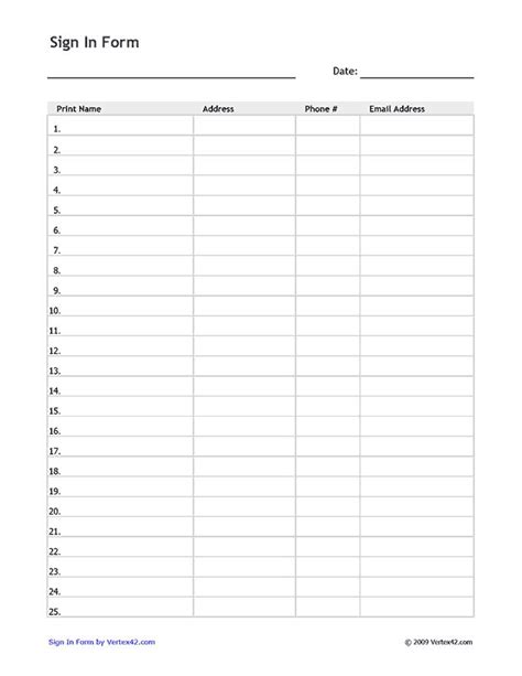 Free printable email signup sheet to help you grow your email list