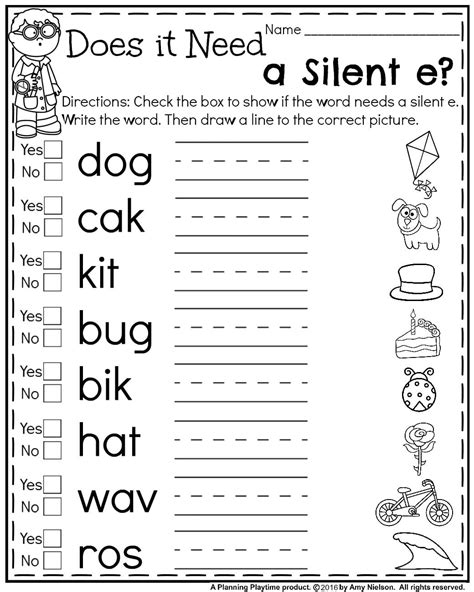 Free Printable Silent E Worksheets