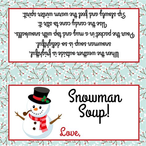 Free Printable Snowman Soup Bag Toppers