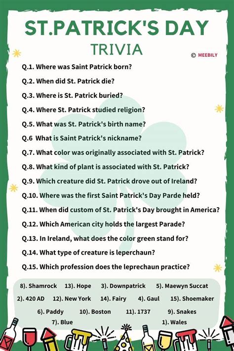 Free Printable St Patricks Day Trivia Questions And Answers