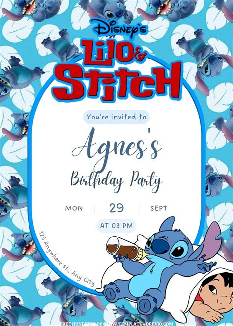 Free Printable Stitch Birthday Invitations