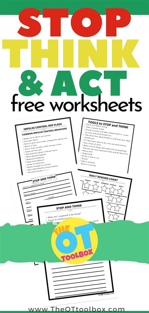 Free Printable Stop Think Act Worksheet