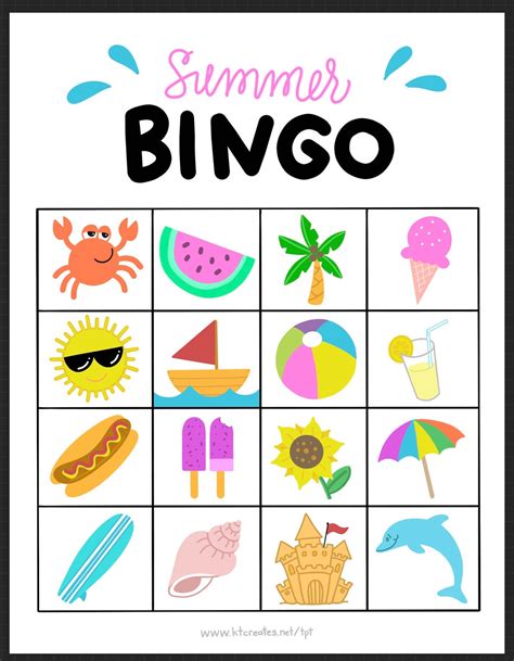 Free Printable Summer Bingo