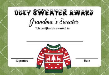 Free Printable Sweater Certificate Template
