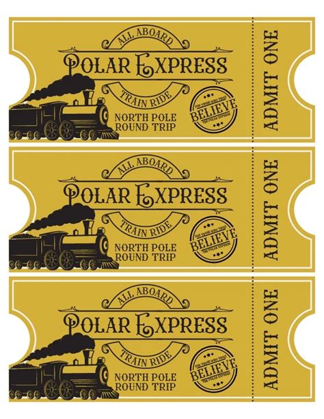 Free Printable Template Free Polar Express Tickets