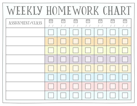 Free Printable Template Homework Chart