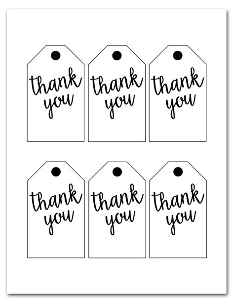 Free Printable Thank You Tags Template