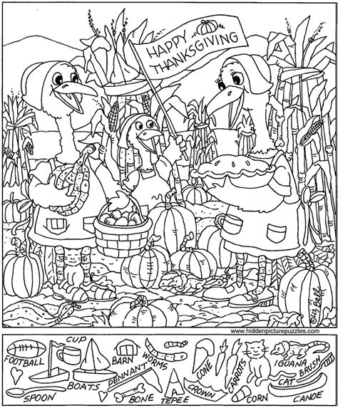 Free Printable Thanksgiving Hidden Pictures Printables