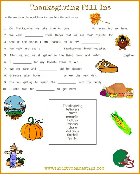 Free Printable Thanksgiving Worksheet