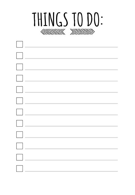 Free Printable Things To Do List