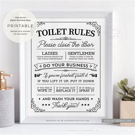 Free Printable Toilet Rules Printable