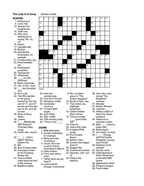 Free Printable Universal Crossword Puzzle