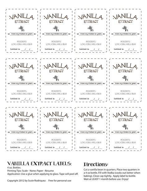 Free Printable Vanilla Extract Labels