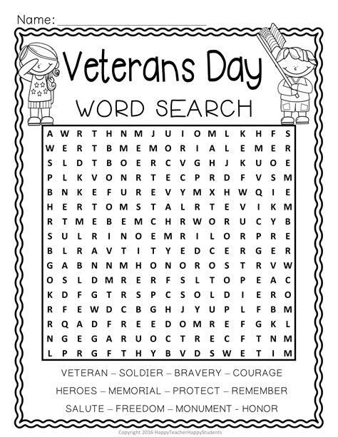Free Printable Veterans Day Worksheets