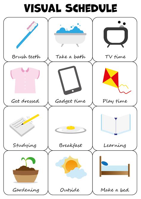 Free Printable Visual Schedule Images For Girls