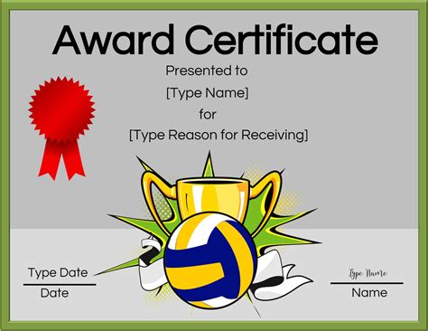 Free Printable Volleyball Certificates