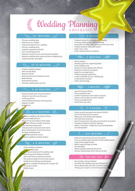 Free Printable Wedding Planner Checklist