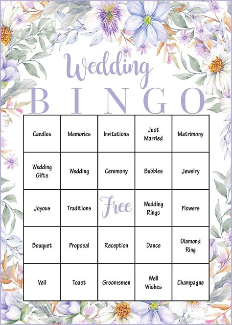Free Printable Wedding Shower Bingo