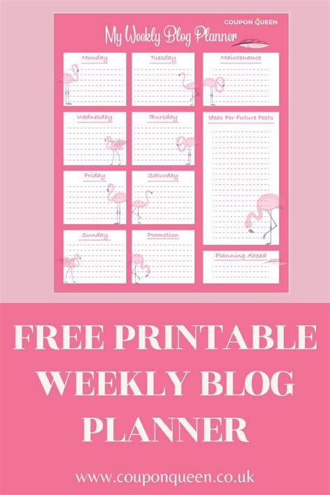 Free Printable Weekly Blog Schedule Sheet