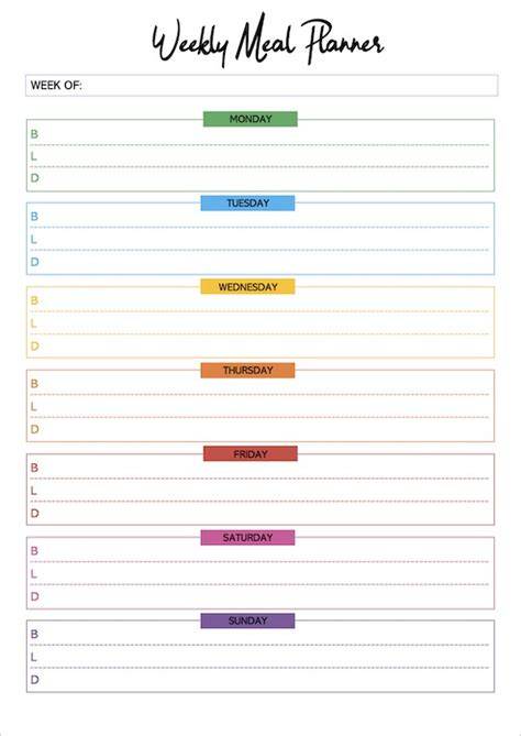 Free Printable Weekly Menu Cute Meal Planner Printable