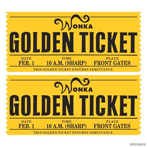 Free Printable Willy Wonka Golden Ticket