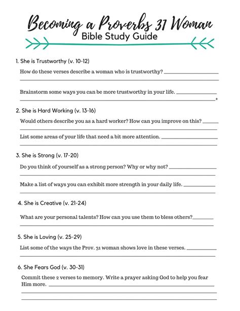 Free Printable Women's Bible Study Worksheets