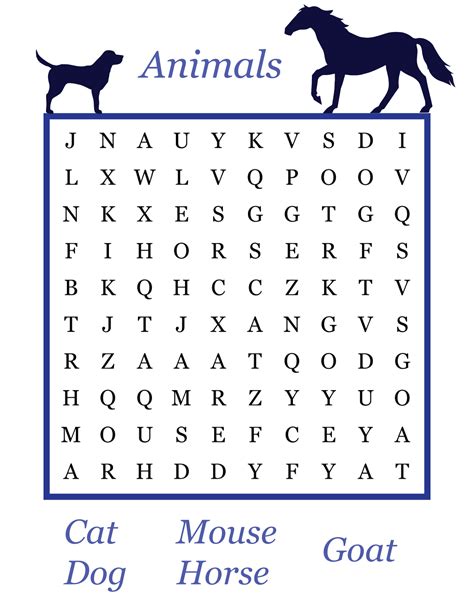 Free Printable Word Search Easy