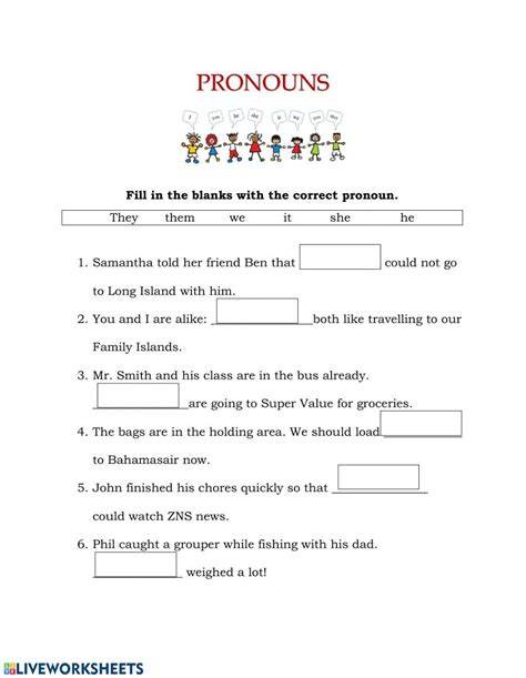 Free Printable Worksheets On Identifying Pronouns Grade 4