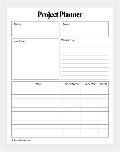 Download Free Project Planner For Crafts