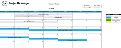 Free Project Tracking Calendar