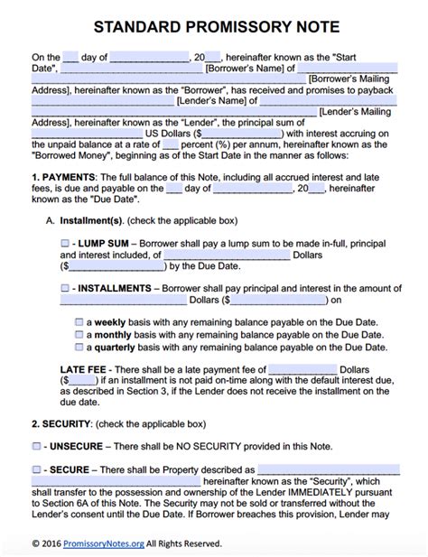 Free Promissory Note Template - Adobe PDF & Microsoft Word - Promissory Notes : Promissory Notes