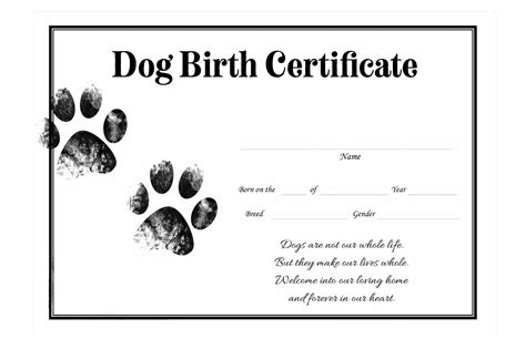 Free Puppy Birth Certificate Template