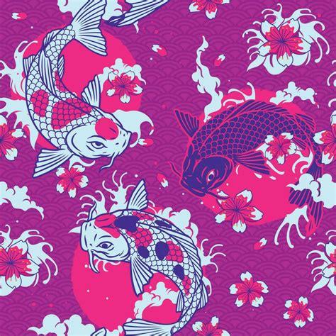 Download Free Purple Patterns Koi Fish Background Kit Commercial Use Free PSD Mockups