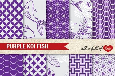 Download Free Purple Patterns Koi Fish Background Kit Files For Crafts
