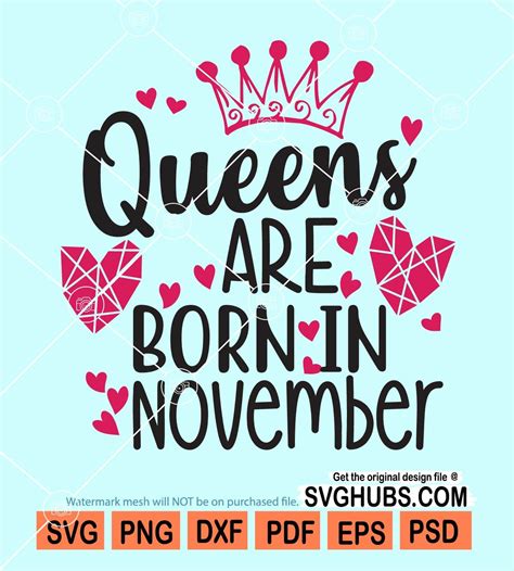 Download Free Queen Born in November SVG Files Free PSD Mockups