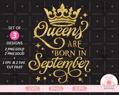 Download Free Queen Born in September SVG Files Free PSD Mockups