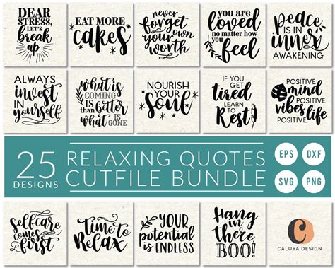 Download Free RELAX Therapeutic Quote SVG Cut File Bundle DXF Files
