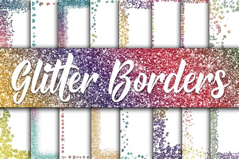 Download Free Rainbow Glitter Borders Digital Paper DXF Files