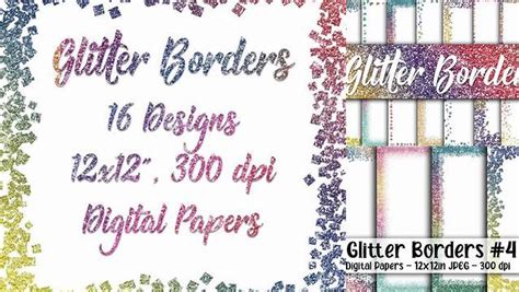 Download Free Rainbow Glitter Borders Digital Paper Files