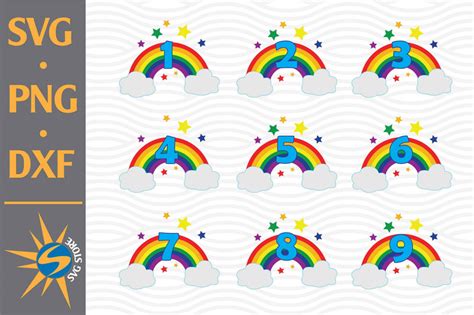 Download Free Rainbow Numbers SVG, PNG, DXF Digital Files Include Commercial Use For Crafts