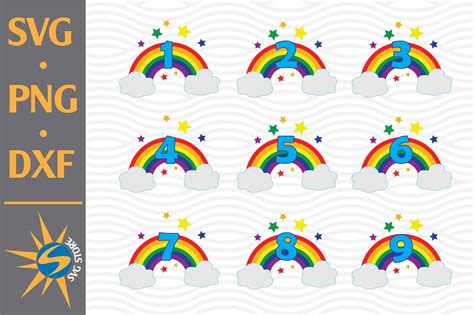 Download Free Rainbow Numbers SVG, PNG, DXF Digital Files Include for Cricut Machine