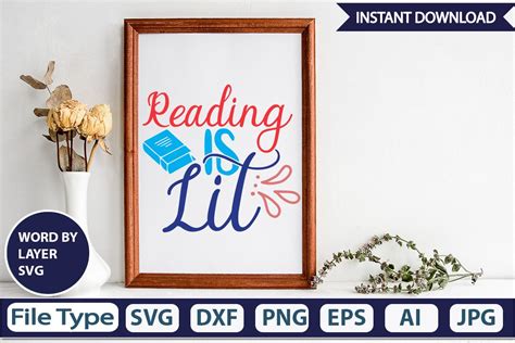 Download Free Reading is lit SVG Cut File Creativefabrica Free PSD Mockups