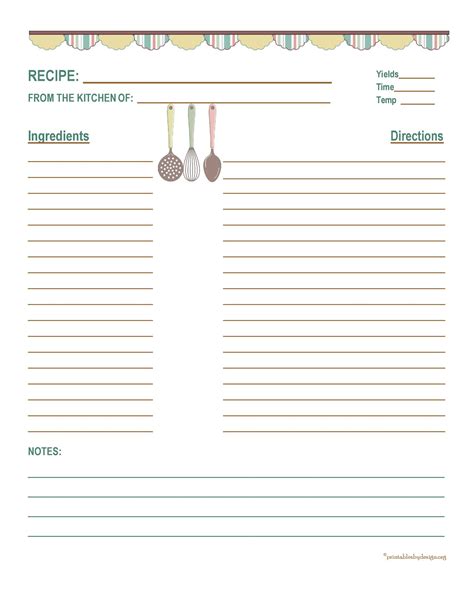 Free Recipe Printable Pages