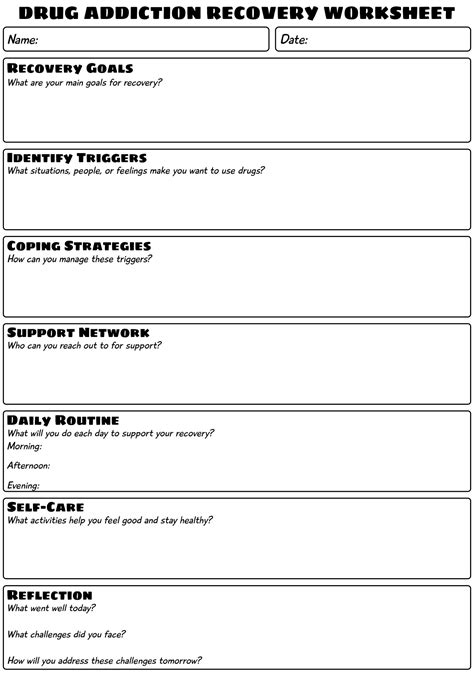 Free Recovery Worksheets