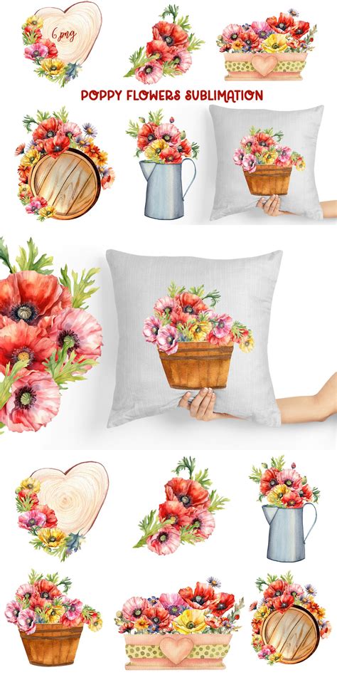 Download Free Red Flowers sublimation. Design for printing. Files Free PSD Mockups