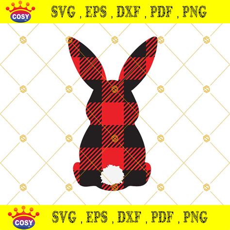 Download Free Red Plaid Bunny Easter DXF Files