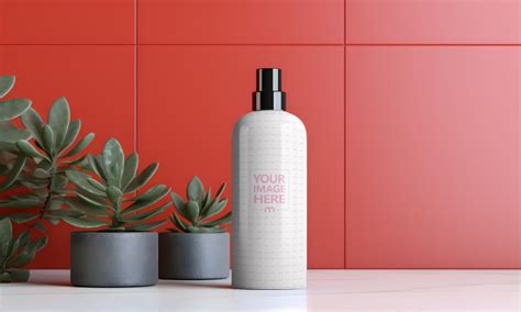 Download Free Red Shampoo Bottle Mockup PSD Generator